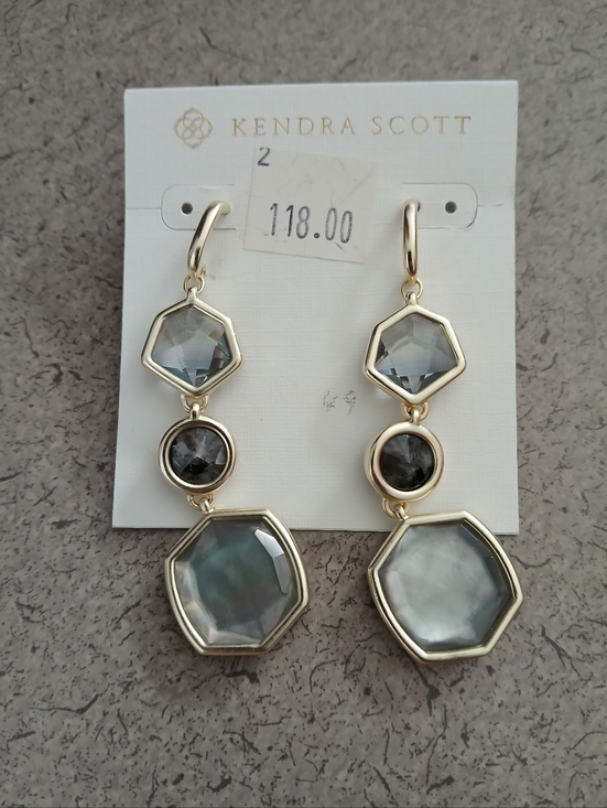 Kendra Scott Jewelry - Kendra Scott Iridescent Gray Triple Drop Earrings - Gold
